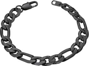 img 4 attached to 🔗 ChainsHouse Figaro Link Chain Bracelet - Stainless Steel/Black/18K Gold Plated - Men Women Wrist Jewelry 6MM-13MM - Length Options 7.5"/8.3" - Includes Gift Box