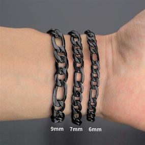 img 1 attached to 🔗 ChainsHouse Figaro Link Chain Bracelet - Stainless Steel/Black/18K Gold Plated - Men Women Wrist Jewelry 6MM-13MM - Length Options 7.5"/8.3" - Includes Gift Box