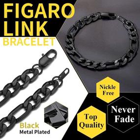 img 2 attached to 🔗 ChainsHouse Figaro Link Chain Bracelet - Stainless Steel/Black/18K Gold Plated - Men Women Wrist Jewelry 6MM-13MM - Length Options 7.5"/8.3" - Includes Gift Box