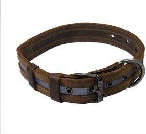 img 3 attached to 🐶 Hide & Drink Leather Reflective Gray Dog Collar | Medium Size (12-21 Inches) | Handmade Pet & Dog Walker Essential | Bourbon Brown