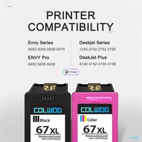 img 3 attached to 🖨️ COLWOD Remanufactured 67XL Ink Cartridge Combo Pack for HP Deskjet & Envy Printers