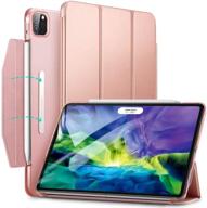 🌸 esr yippee trifold smart case for ipad pro 11 2020 &amp; 2018: lightweight stand case with clasp, auto sleep/wake, rose gold logo