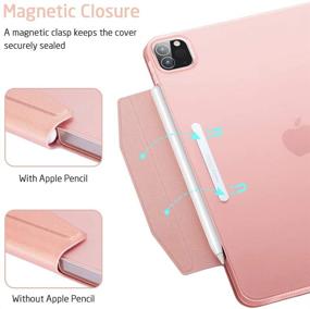 img 1 attached to 🌸 ESR Yippee Trifold Smart Case for iPad Pro 11 2020 &amp; 2018: Lightweight Stand Case with Clasp, Auto Sleep/Wake, Rose Gold