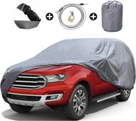 🚗 kakit 210d suv car cover: waterproof, heavy duty, all-weather, oxford outdoor protector with door zipper straps, reflective strips, and lock. fits suvs up to 211 inches. logo