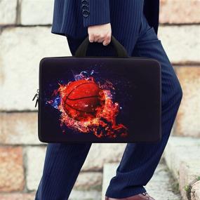 img 3 attached to 🔥 Premium Neoprene Laptop Sleeve Bag - 11.6 12 12.2 Inch Chromebook Cover Case with Handle - Stylish Basketball Flame Design - Compatible with Dell HP Google Acer Lenovo Asus