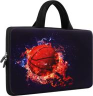 🔥 premium neoprene laptop sleeve bag - 11.6 12 12.2 inch chromebook cover case with handle - stylish basketball flame design - compatible with dell hp google acer lenovo asus logo