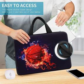 img 1 attached to 🔥 Premium Neoprene Laptop Sleeve Bag - 11.6 12 12.2 Inch Chromebook Cover Case with Handle - Stylish Basketball Flame Design - Compatible with Dell HP Google Acer Lenovo Asus