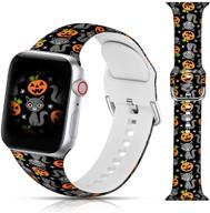 🎃 ленточки на запястье для apple watch с изображением хэллоуина, выполненные из силикона с рисунком тыквы и кота, совместимые с iwatch se/ series 6/5/4/3/2/1, доступные для женщин, мужчин и девочек в размерах 38 мм, 40 мм, 42 мм и 44 мм логотип