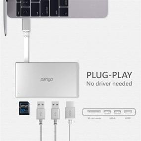 img 3 attached to 💻 Pengo USB C Hub Multiport Adapter – 4-in-1, 2x USB 3.1, SD Card Reader, HDMI 4K@30hz, USB Type C Hub Adapter for MacBook Pro 2018, MacBook Air 2018, MacBook 2015+, Chromebook – Silver Aluminum