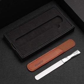 img 2 attached to 💅 Premium Stainless Steel Nail File Set with Leather Case - Double Sided, Anti-Slip Handle - Ideal for Men and Women