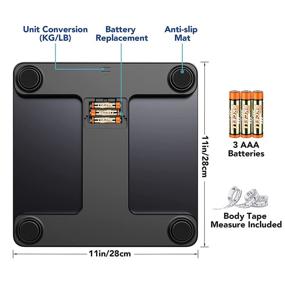 img 2 attached to 🧴 1 BY ONE Body Weight Scale with BMI, Digital Bathroom Scales, Bluetooth Scale for Body Fat Analysis, Accurate ITO Technology with 14 Measurements, Includes 3 AAA Batteries and Body Tape Measure, Supports up to 400lbs