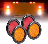 набор светодиодных задних фонарей для прицепа длиной 4 дюйма с сертификацией dot: красные и желтые фонари с оплетками, разъемами и водонепроницаемым дизайном ip67 - идеально подходят для автодомов и грузовиков. логотип