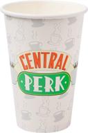 ☕ серебряные кружки silver buffalo friends с логотипом central perk с крышками - набор из 8 одноразовых кофейных кружек, 16 унций, белого цвета. логотип