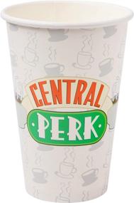 img 4 attached to ☕ Серебряные кружки Silver Buffalo Friends с логотипом Central Perk с крышками - набор из 8 одноразовых кофейных кружек, 16 унций, белого цвета.