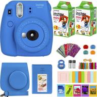 📸 fujifilm instax mini 9 instant camera + fujifilm instax mini film (40 sheets) bundle with deals number one accessories – cobalt blue. enhance your photography experience with carrying case, color filters, photo album, and more logo