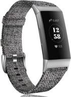 👫 premium soft woven fabric replacement bands for women and men - maledan compatible with charge 4/ charge 3/ charge 3 se, charcoal, small size logo