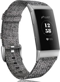 img 4 attached to 👫 Premium Soft Woven Fabric Replacement Bands for Women and Men - Maledan Compatible with Charge 4/ Charge 3/ Charge 3 SE, Charcoal, Small Size