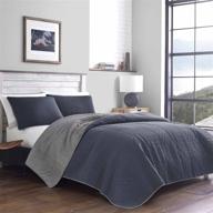 🛏️ eddie bauer hidden lake collection quilt set - reversible & light-weight bedspread with matching shams | 3-piece bedding set queen size blue | pre-washed for extra comfort logo
