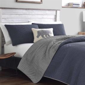 img 3 attached to 🛏️ Eddie Bauer Hidden Lake Collection Quilt Set - Reversible & Light-Weight Bedspread with Matching Shams | 3-Piece Bedding Set Queen Size Blue | Pre-Washed for Extra Comfort