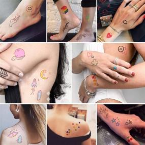 img 1 attached to 🌙 Waterproof Temporary Tattoos, Moon Stars Constellations Music Compass Anchor Words Lines Flowers - 60 Sheets for Kids Adults Men and Women by Yazhiji