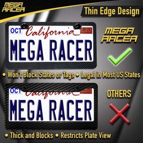 img 2 attached to Mega Racer Carbon Fiber Printed License Plate Frame - Stylish 2 Hole Black Aluminum Design with Stainless Steel Screws and Carbon Pattern Detail - Front or Rear Mounting (1 Piece)