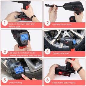 img 2 attached to 🔋 Portable Cordless Tire Inflator: Smart Air Compressor Pump with Digital Gauge - Rechargeable Battery for Car, Motorcycle, Bike, Air Bed, Balls & Toys
