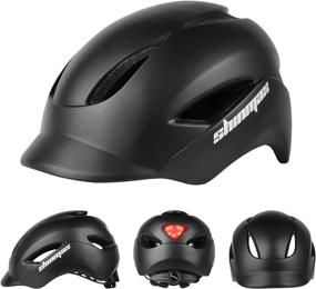 img 3 attached to 🚴 Shinmax Adult Bike Helmet: LED Rear Light, Cap Visor, Carrying Backpack – Commuter Cycling Helmet for Men and Women