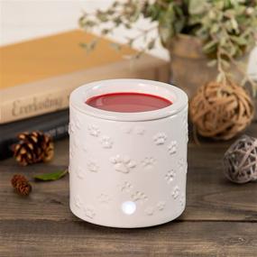img 1 attached to 🐾 Enhance Your Space with the White Paw Prints Ceramic Candle Warmer Electric - Safe, Convenient, and Stylish Fragrance Warmer for Wax Melts, Cubes, and Tarts - Perfect Home Décor, Office, and Gift Idea!