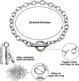 img 3 attached to 🔗 Браслет из нержавеющей стали Bonuci из 20 звеньев с застежкой OT-затвором - комплект для изготовления браслетов цепочки, включающий буквенные подвески и открытые кольца для создания украшений своими руками (серебристый)