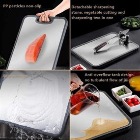 img 1 attached to 🔪 INRLKIT Double-sided Stainless Steel Cutting Boards: Knife Sharpener & Leak-proof Design - Ideal for Meat, Vegetables, Fruits, and More!