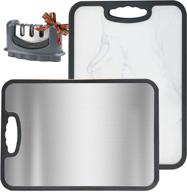 🔪 inrlkit double-sided stainless steel cutting boards: knife sharpener & leak-proof design - ideal for meat, vegetables, fruits, and more! логотип