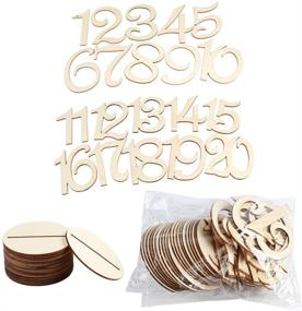 img 3 attached to AerWo Wooden Table Numbers 1-20 | Wedding Reception Decorations | Table Number with Base for Wedding Table Decor