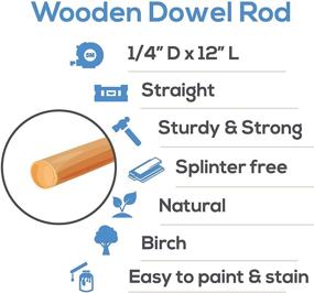 img 1 attached to 🔨 Craft and DIY Wooden Dowel Rods - 1/4 x 12 Inch Unfinished Hardwood Sticks - 25 Pieces by Woodpeckers: Ideal for Various Crafting Projects