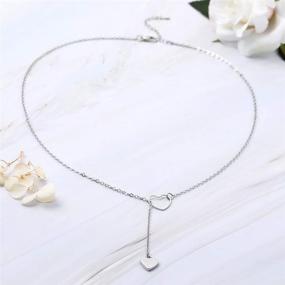 img 2 attached to 💖 Jovono Boho Love Necklace: Stylish Silver Heart Pendant Necklaces Chain Jewelry, Perfectly Adjustable for Women and Girls