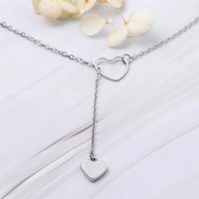 img 1 attached to 💖 Jovono Boho Love Necklace: Stylish Silver Heart Pendant Necklaces Chain Jewelry, Perfectly Adjustable for Women and Girls