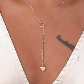 img 4 attached to 💖 Jovono Boho Love Necklace: Stylish Silver Heart Pendant Necklaces Chain Jewelry, Perfectly Adjustable for Women and Girls