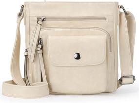 img 4 attached to 👜 Washed Leather Pocket Crossbody Handbag and Wallet Set for Women in Crossbody Bags Collection