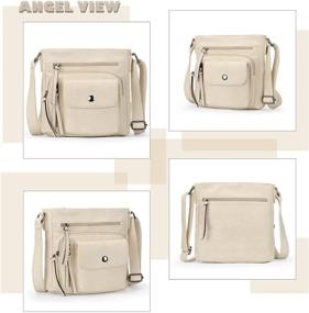 img 1 attached to 👜 Washed Leather Pocket Crossbody Handbag and Wallet Set for Women in Crossbody Bags Collection