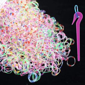 img 4 attached to 💖 2000 PCS Mini Colorful Elastic Hair Bands: No Damage Kids' Hair Ties with 1 PC Ponytail Remover Tool