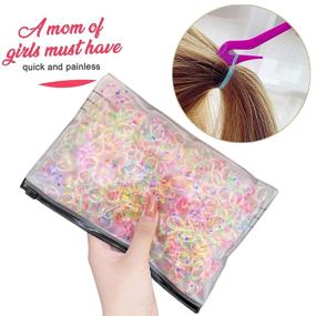 img 3 attached to 💖 2000 PCS Mini Colorful Elastic Hair Bands: No Damage Kids' Hair Ties with 1 PC Ponytail Remover Tool