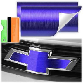 img 4 attached to 🔧 Enhance Your Chevy's Style with Free Tool Kit: 2Pcs 5"x10" Royal Purple Bowtie Emblem Vinyl Wrap Sticker Decal Film Overlay Sheet