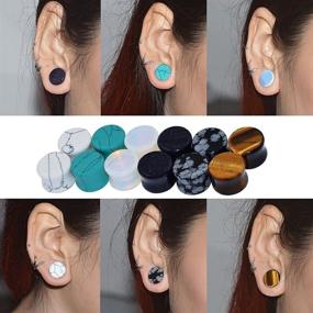 img 1 attached to 🔳 Qmcandy Mixed Stone Ear Plugs Tunnels Set - 3/6/16 Pairs Gauge 8G to 3/4 inch