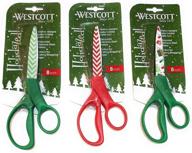 🎁 westcott 8 inch holidazed scissors: festive green-white chevron design for crafting and gift wrapping logo