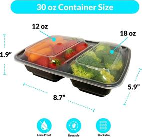 img 2 attached to Reli. Meal Prep Containers (50 Pack) - 30 oz. Black 2 Compartment 🍱 Food Storage Containers with Lids - Microwavable Bento Box/Lunch Box Containers for Meal Prep