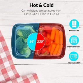 img 1 attached to Reli. Meal Prep Containers (50 Pack) - 30 oz. Black 2 Compartment 🍱 Food Storage Containers with Lids - Microwavable Bento Box/Lunch Box Containers for Meal Prep