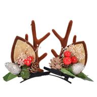 christmas reindeer antler headband & hair clips- festive deer headband hair accessories for christmas tree décor logo