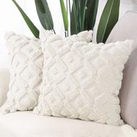 🛋️ madizz pack of 2 soft plush short wool velvet throw pillow covers - european style cushion cases for sofa bedroom - square beige 26x26 inch logo