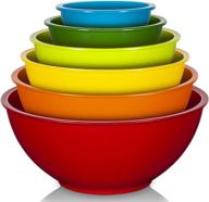 yihong 6 pcs plastic mixing bowls set - colorful serving bowls for kitchen: ideal for baking, prepping, cooking and serving food, nesting bowls for space saving storage logo