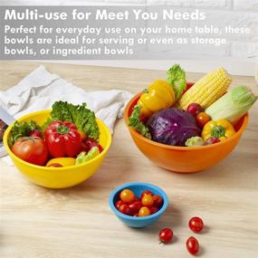 img 1 attached to YIHONG 6 Pcs Plastic Mixing Bowls Set - Colorful Serving Bowls for Kitchen: Ideal for Baking, Prepping, Cooking and Serving Food, Nesting Bowls for Space Saving Storage