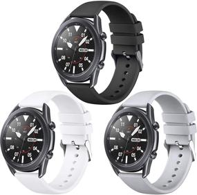 img 4 attached to Силиконовые ремешки Easuny 22 мм 3 штуки для Samsung Galaxy Watch 3 45 мм, Galaxy 🕘 Watch 46 мм, Gear S3 Frontier - быстрая установка, черный/белый/светло-серый - небольшой размер для женщин и мужчин